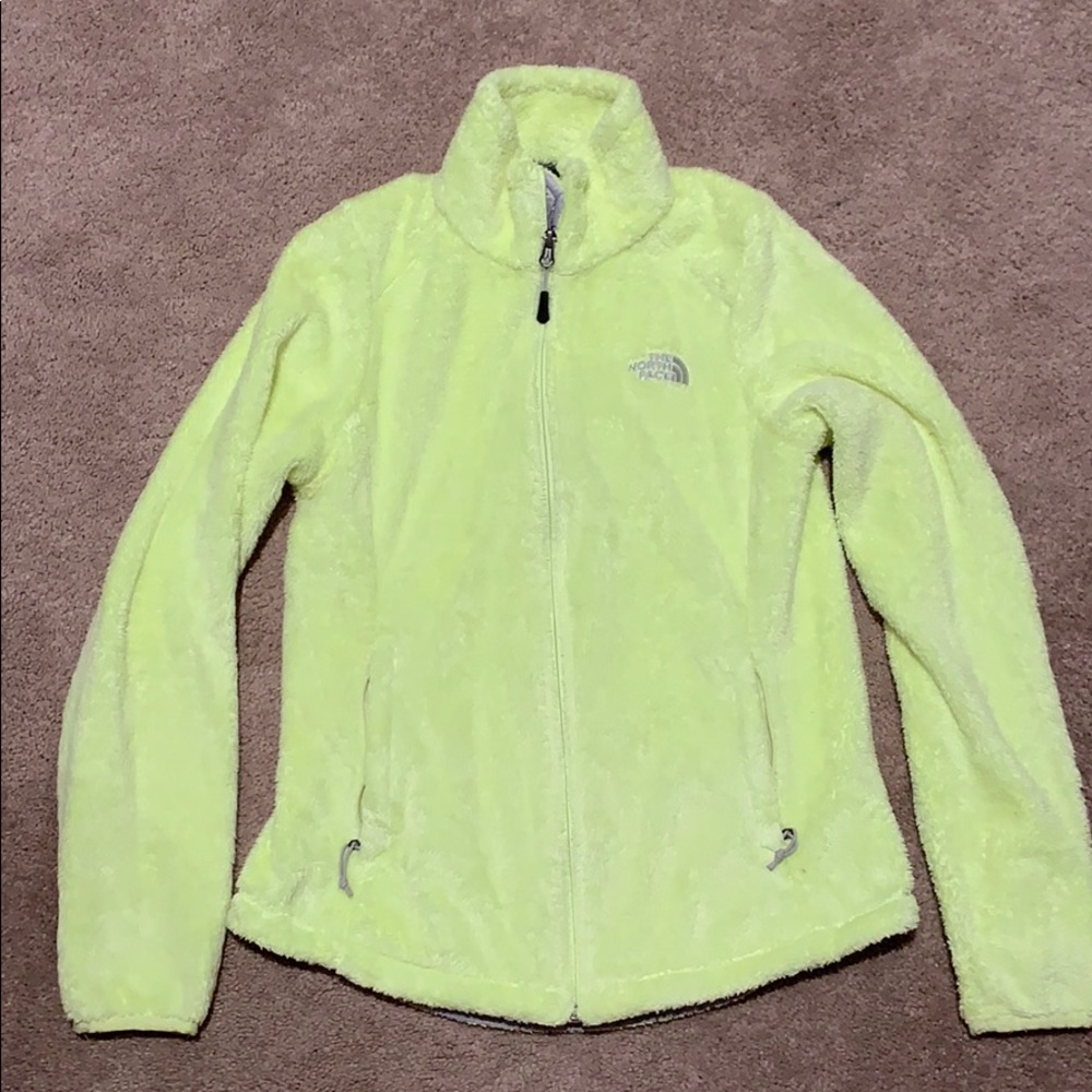 the north face neon yellow furry jacket